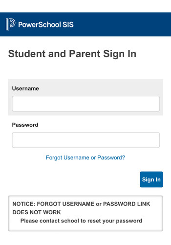PowerSchool Student/Parent Portal Navigation menu